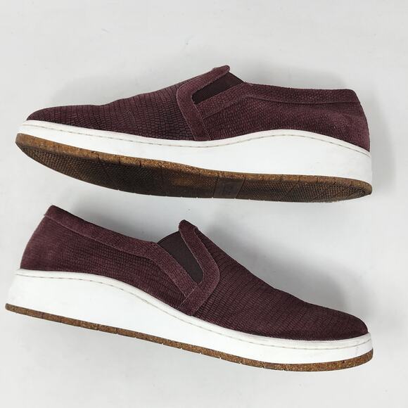 Aetrex Slip-on Comfort Sneakers Women 10M Kenzie Burgundy Leather Snake Texture - Picture 8 of 11